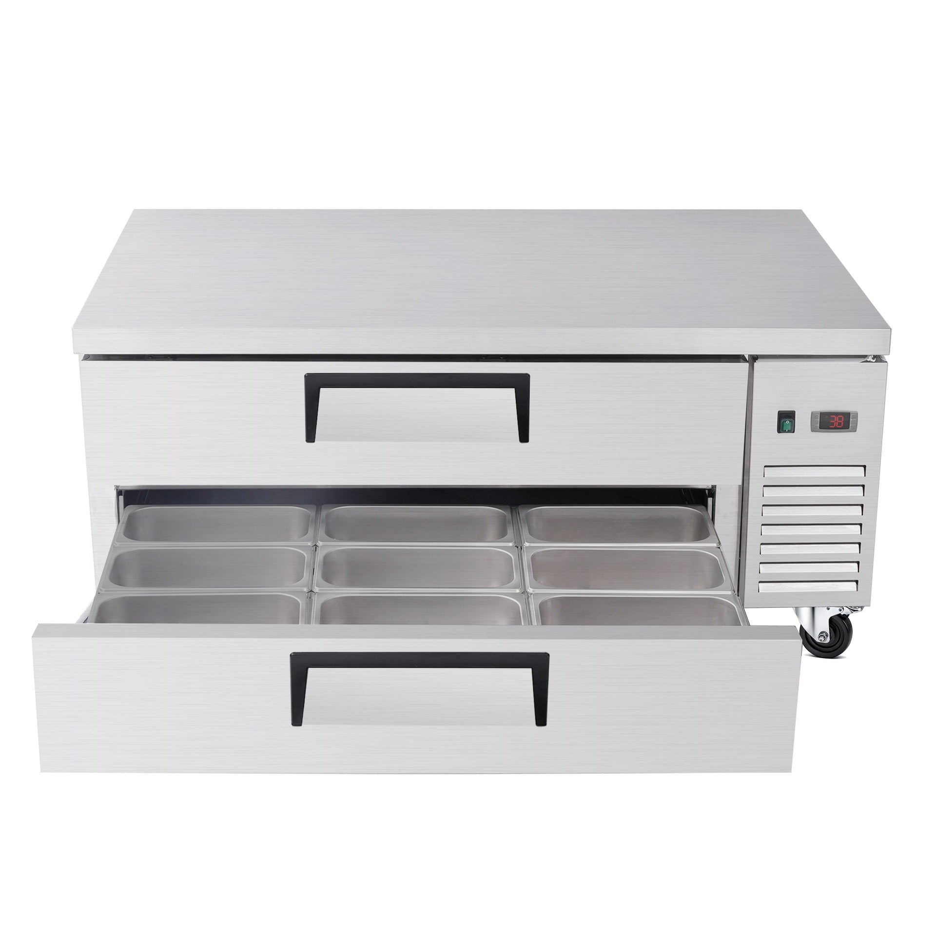 52 " Refrigerated Chef Base 2 Drawer Undercounter Refrigerator 10.5 Cu Ft 33 41F Ventilated Cooling R290 ETL DOE