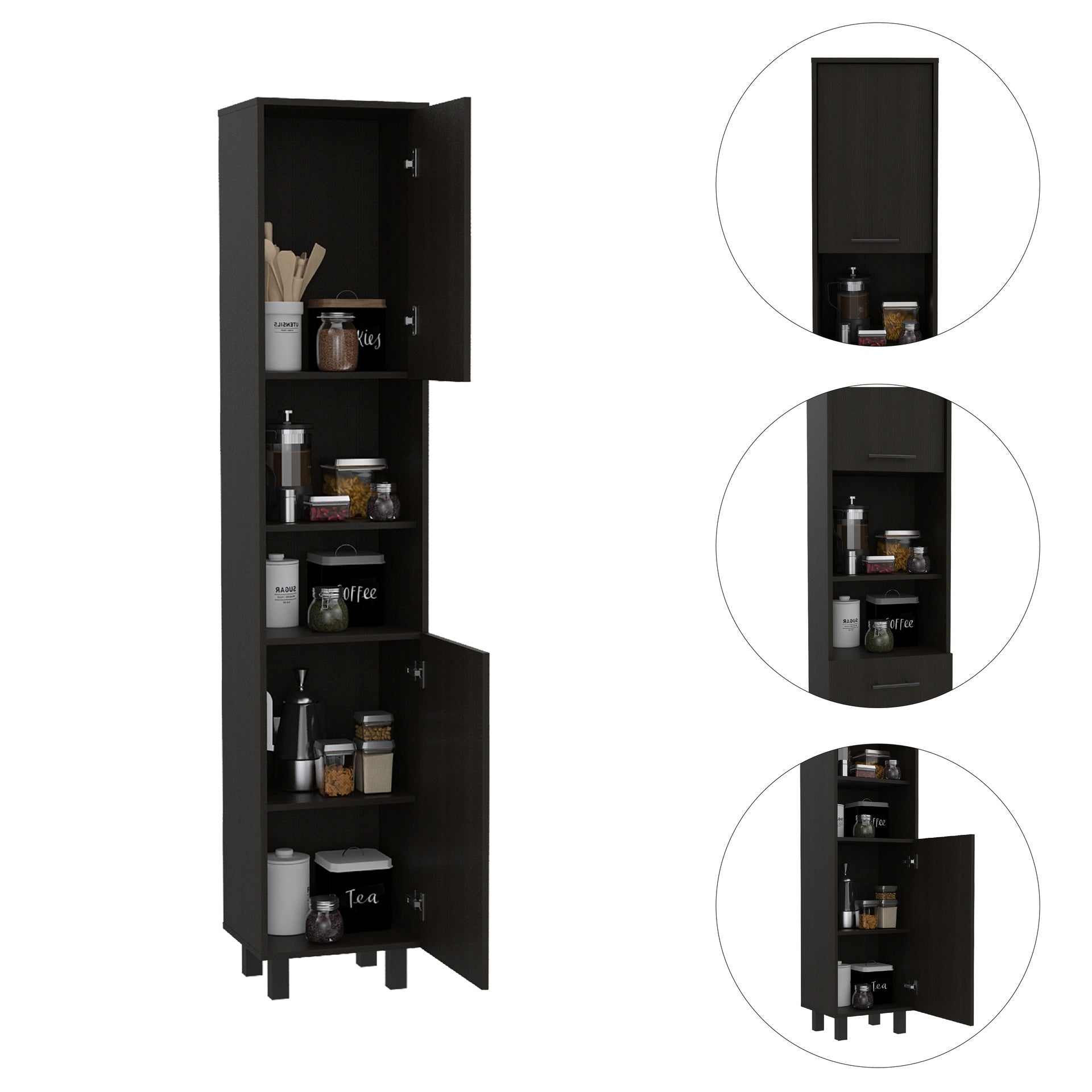 2-Shelf Rectangle Pantry Cabinet Wenge