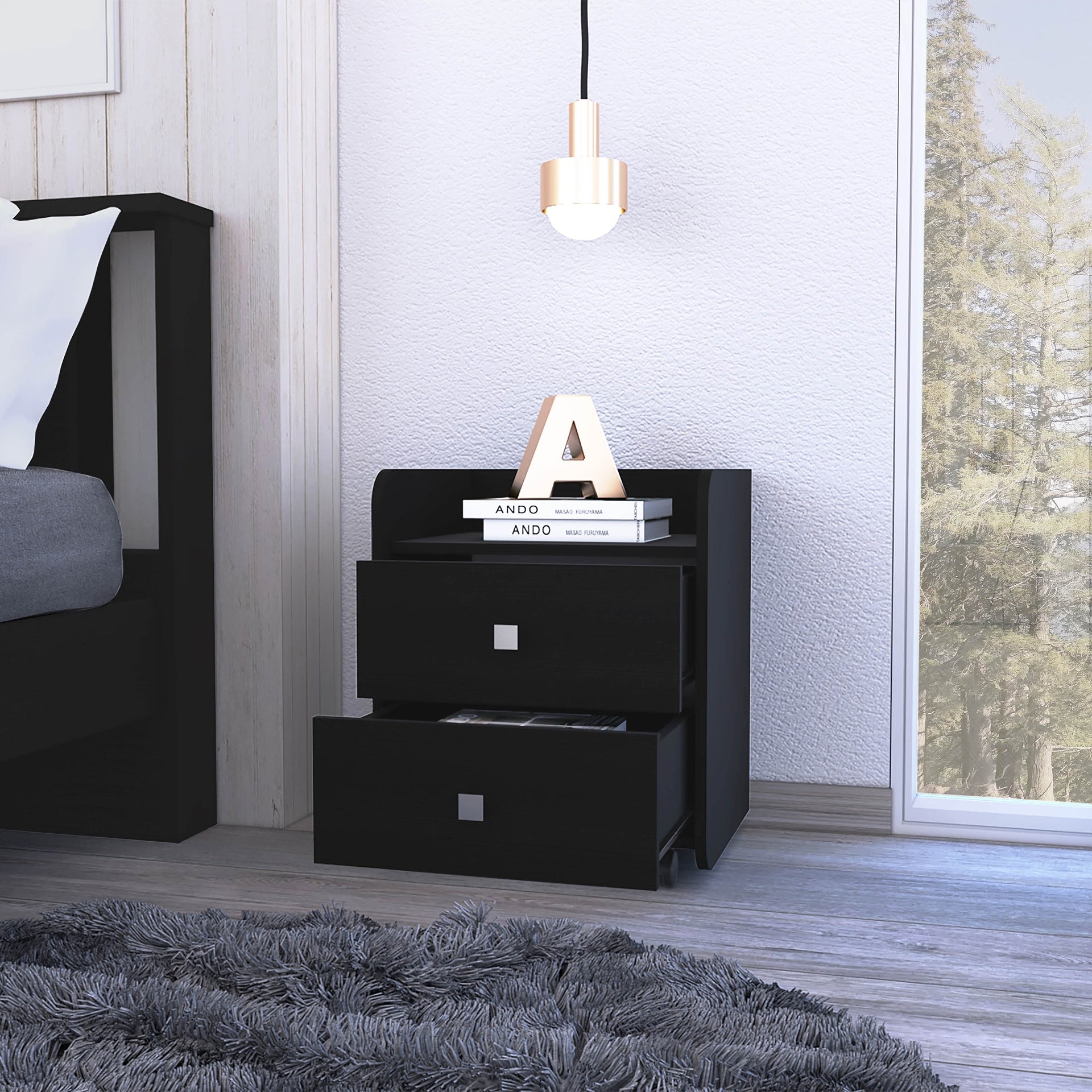 1-Shelf 2-Drawer Nightstand Wenge