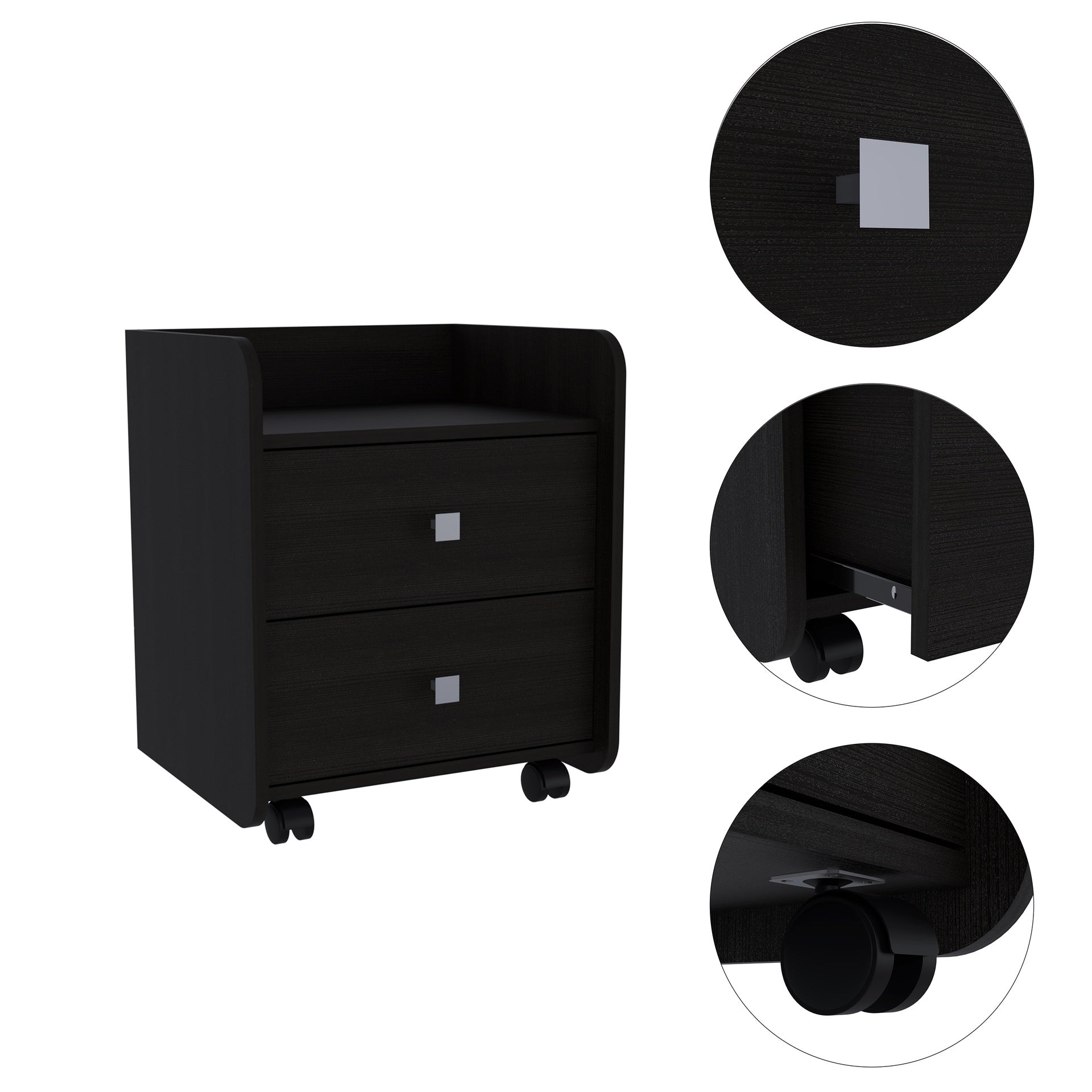 1-Shelf 2-Drawer Nightstand Wenge