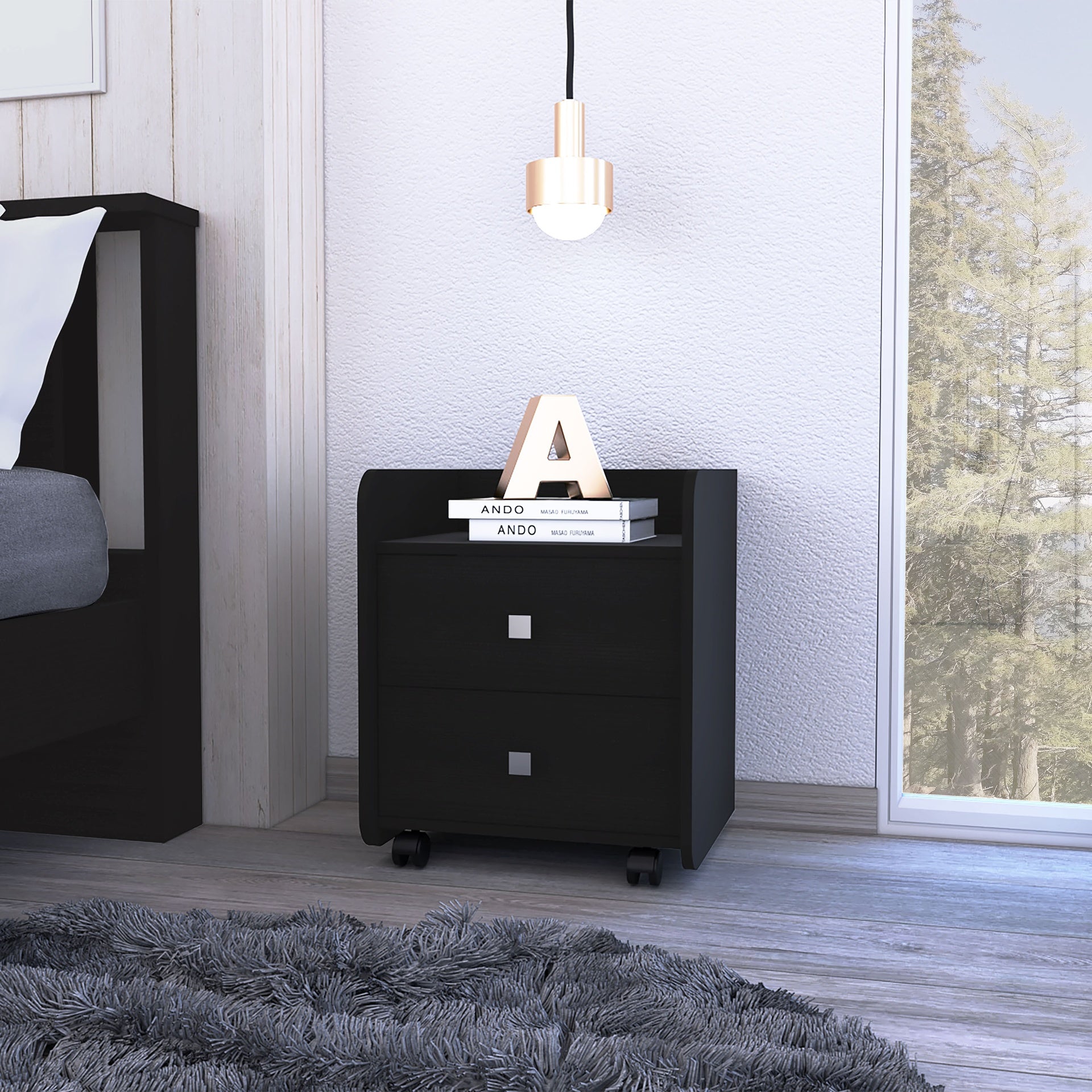 1-Shelf 2-Drawer Nightstand Wenge