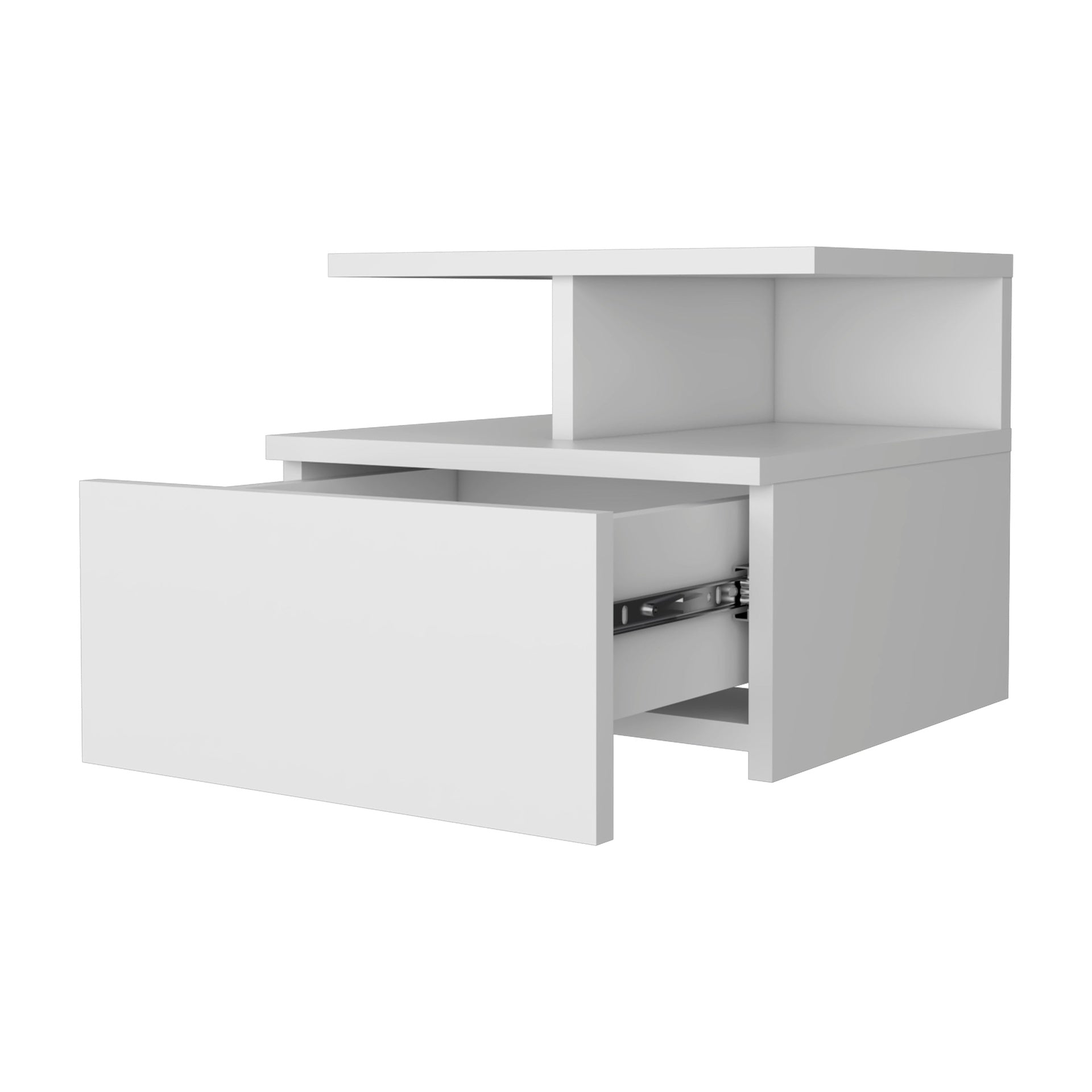 White 1-Drawer Floating Nightstand