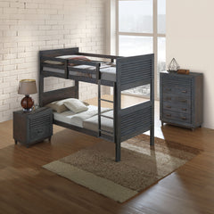 Transitional Twin Over Twin Bunk Bed With Reversible Ladder And Footboard Panel, Charcoal Brown