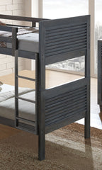 Transitional Twin Over Twin Bunk Bed With Reversible Ladder And Footboard Panel, Charcoal Brown
