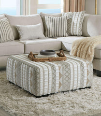 Contemporary Style Solid Wood Form Ottoman With Black Tapered Legs Beige / Ivory