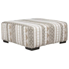 Contemporary Style Solid Wood Form Ottoman With Black Tapered Legs Beige / Ivory