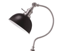 Industrial Style 1pc Table Lamp Stain Nickel Circular Metal Base Curved Stem Lamp