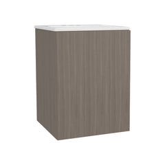 Colton Free Standing Bathroom Vanity With One Door Cabinet And Open Shelf, Modern Compact Sink Cabinet, Light Gray