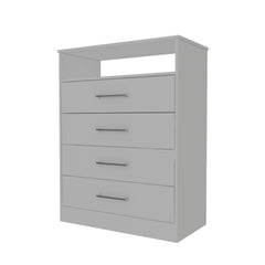 Continental Dresser, Superior Top, Four Drawers, One Shelf -White