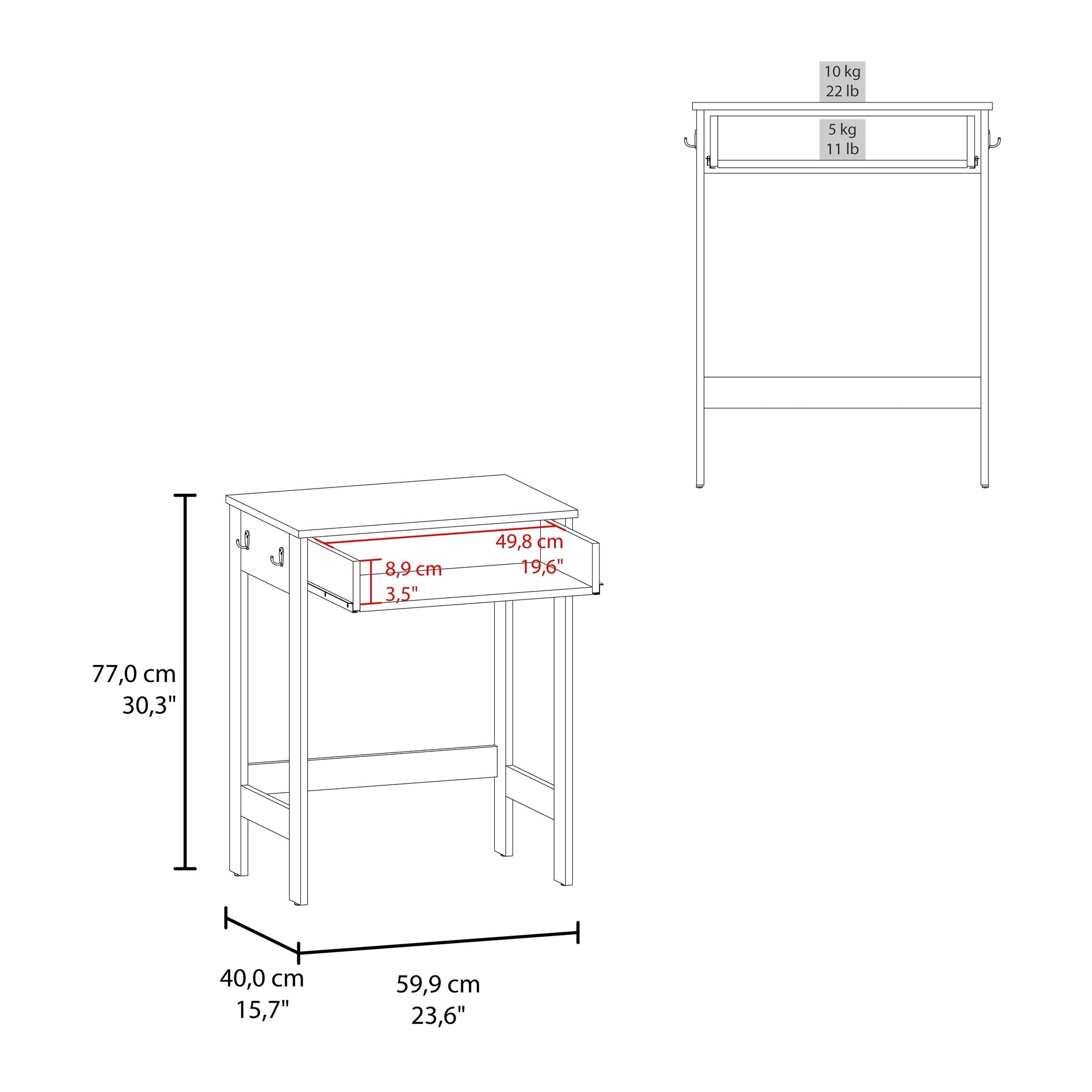 Hills Computer Desk With 2 Side Shelves And Spacious Worksurface, Natural Oak