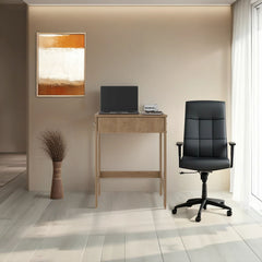 Hills Computer Desk With 2 Side Shelves And Spacious Worksurface, Natural Oak
