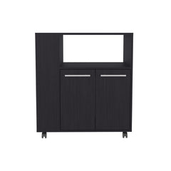 Eldon Two-Door Kitchen Base Cabinet Cart with four Shelves, Side Shelves, Cabinet, Kitchen Storage Black Wengue