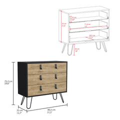 Huna Hairpin Legs Dresser with 3-Drawer Storage