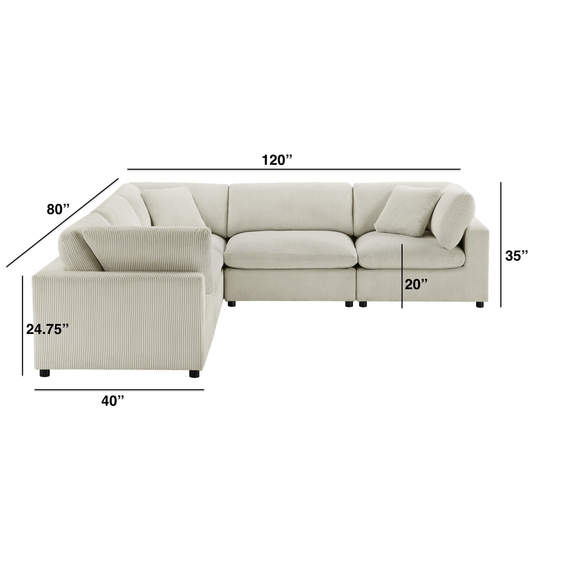 Chelsea Modular 5-Piece Sectional - Beige