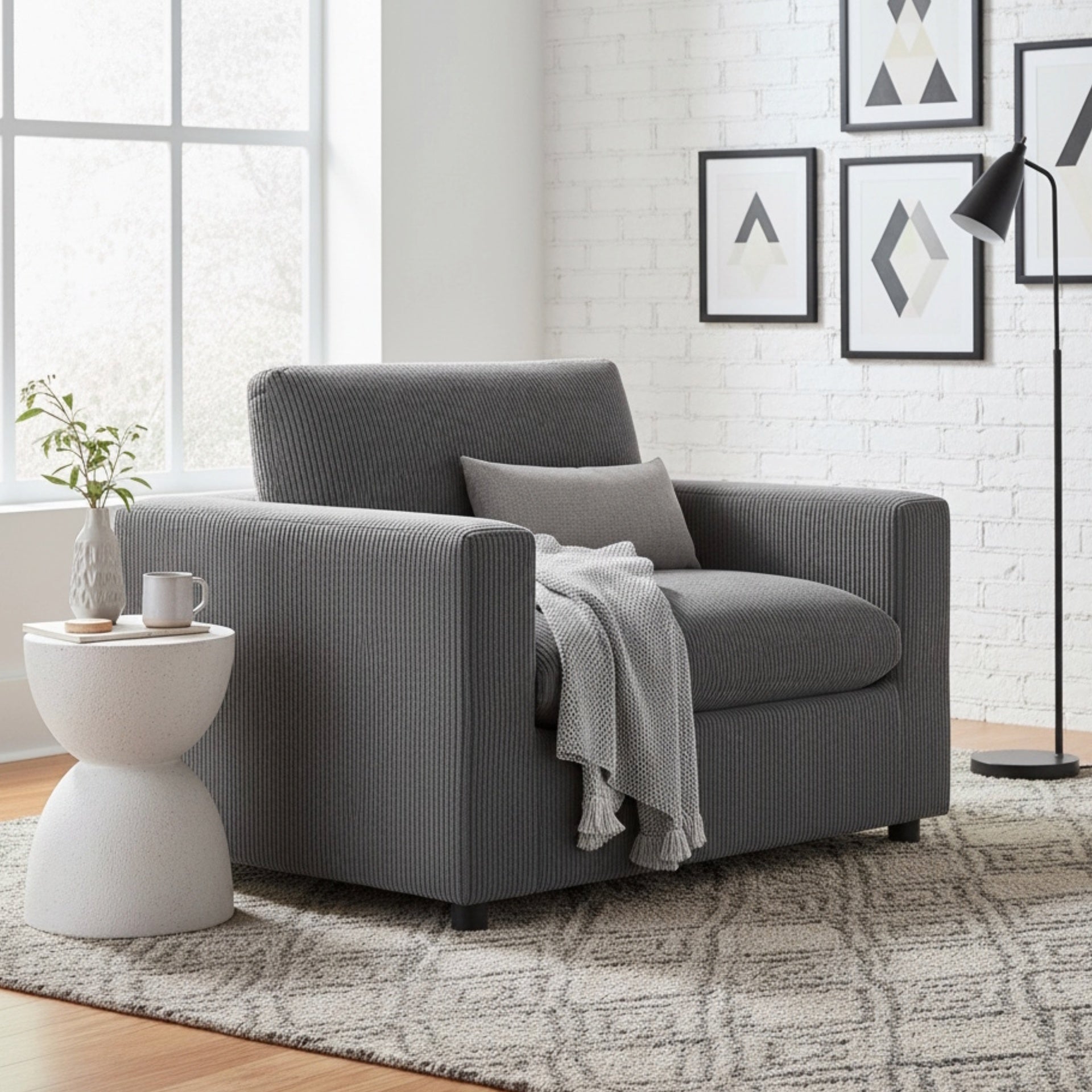 Chelsea Modern Armchair - Charcoal Corduroy