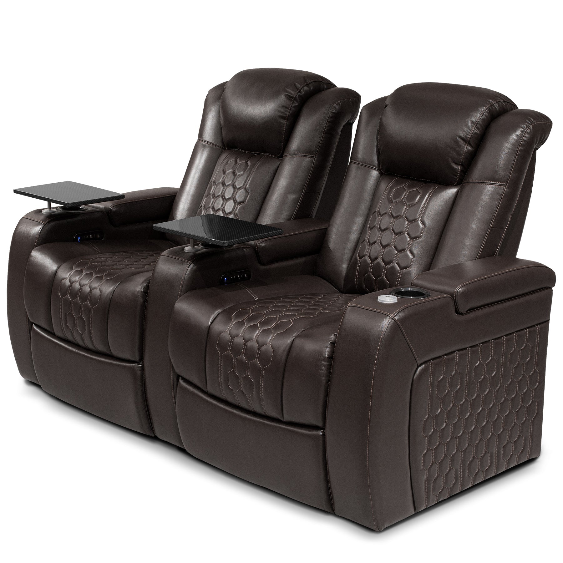 68.9"Power Recliner 2 PC Made WithTop-Grain Nappa,Fully Adjustable Relaxation,Smart Charging,Dynamic RGB LED Lighting,COFFEE