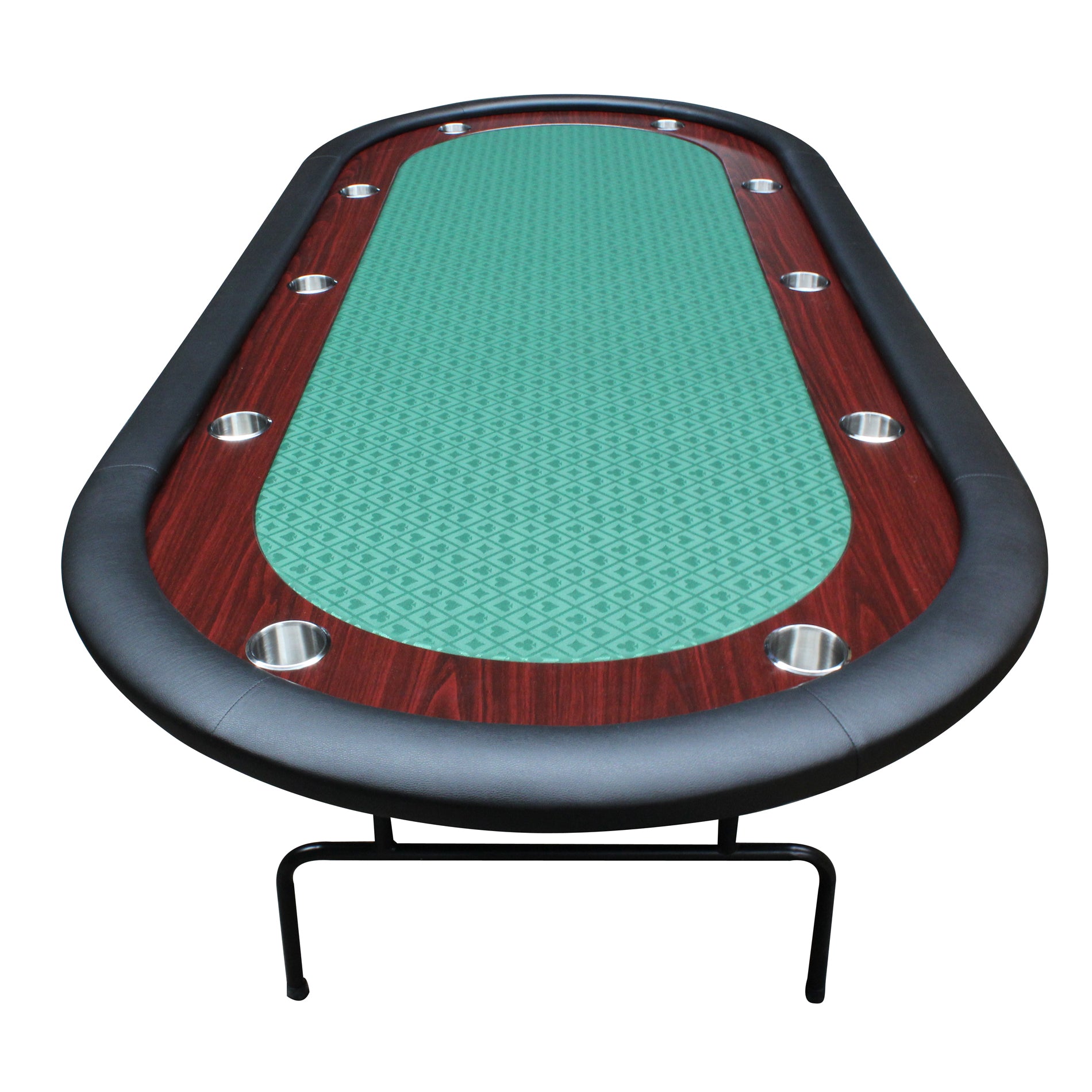 96" Light Series Foldable Poker Table with Wooden Racetrack Felt Stainless Legs Cup Holders Green