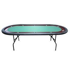 96" Light Series Foldable Poker Table with Wooden Racetrack Felt Stainless Legs Cup Holders Green