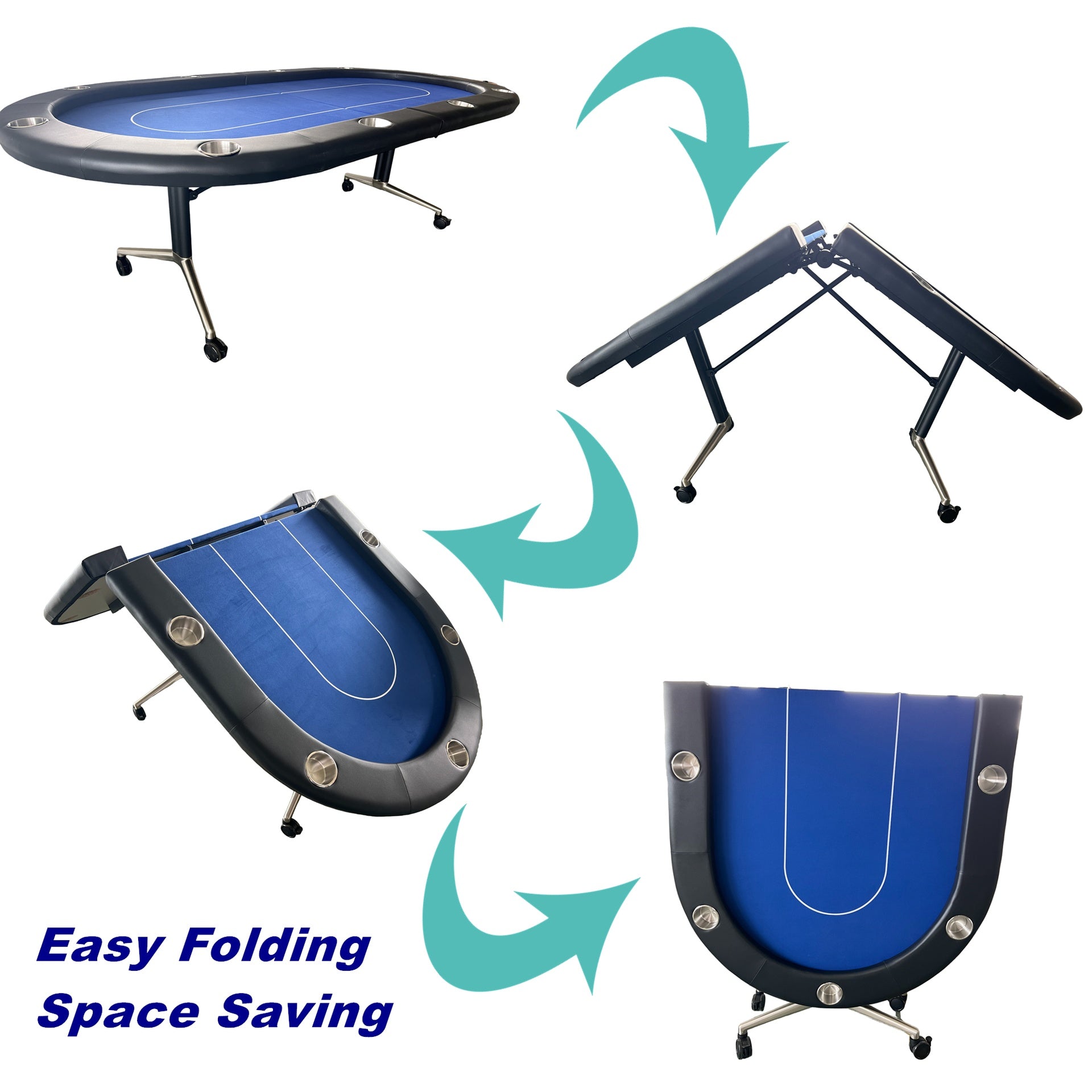 INO Design 94" Fodable Poker Table for 10 players, Blue