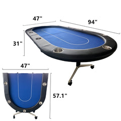 INO Design 94" Fodable Poker Table for 10 players, Blue