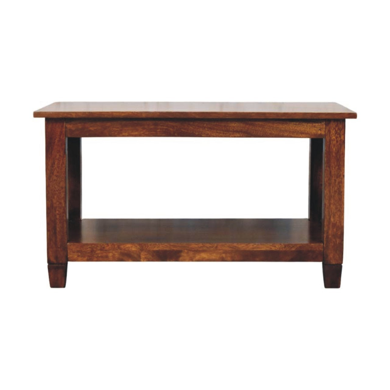 Solid Wood Belmont X-Frame Coffee Table, Chestnut, Dark Brown