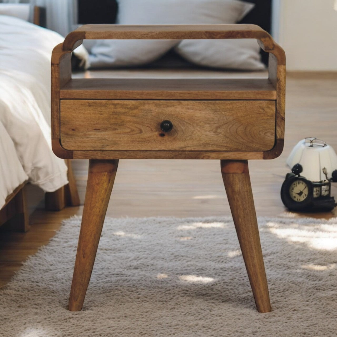 Solid Wood Newton Oak-ish Nightstand, Brown