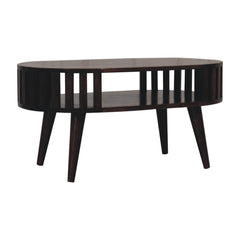 Solid Wood Ariella California Walnut Coffee Table, Open Storage, Nordic Legs, Dark Brown