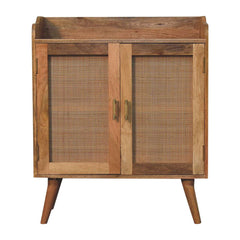 Solid Wood Larissa T-Bar Raised Cabinet, 2 Shelves, Light Brown