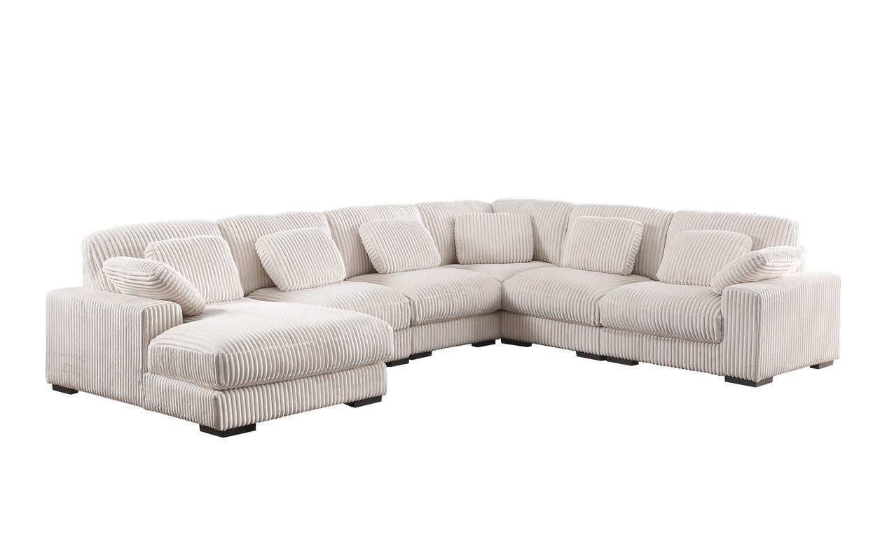 Elodie 155.5"W Beige Corduroy Modular Corner Sectional Sofa with Left-Facing Chaise