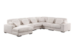 Elodie 155.5"W Beige Corduroy Modular Corner Sectional Sofa with Left-Facing Chaise
