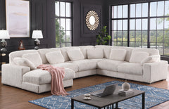 Elodie 155.5"W Beige Corduroy Modular Corner Sectional Sofa with Left-Facing Chaise