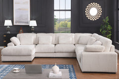 Elodie 155.5"W Beige Corduroy Modular Corner Sectional Sofa with Left-Facing Chaise