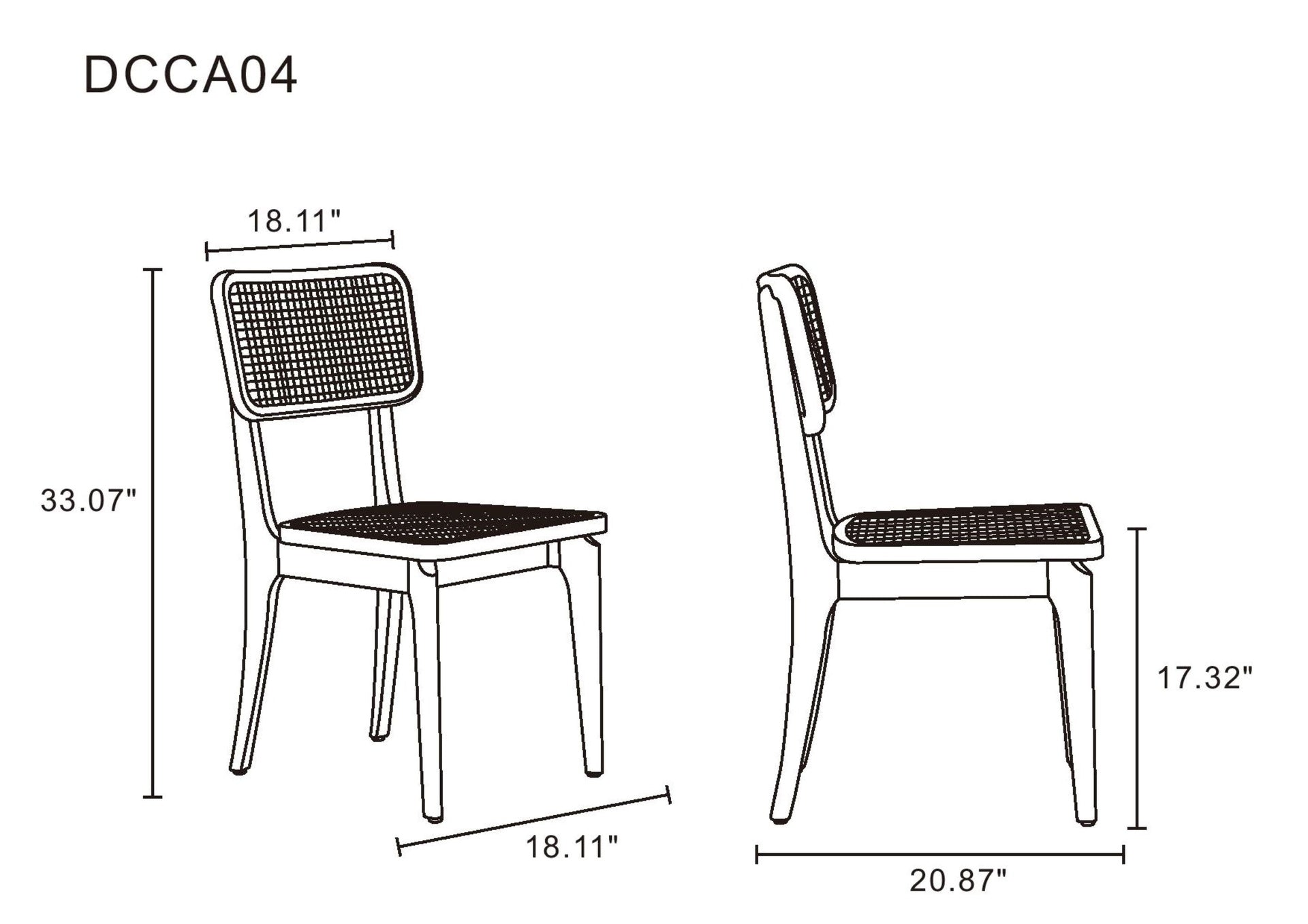 Dining Chair - Set of 2 in Natural