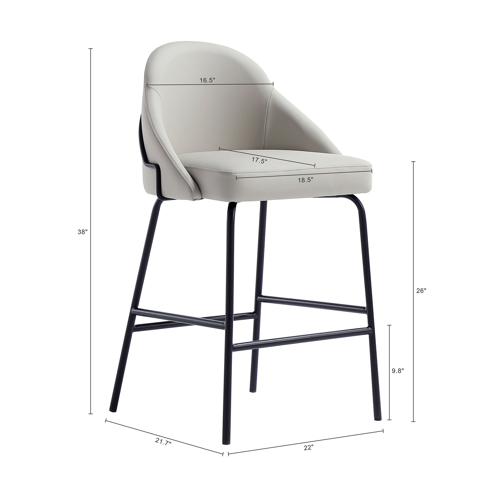 Counter Stool in Stone Gray and Black