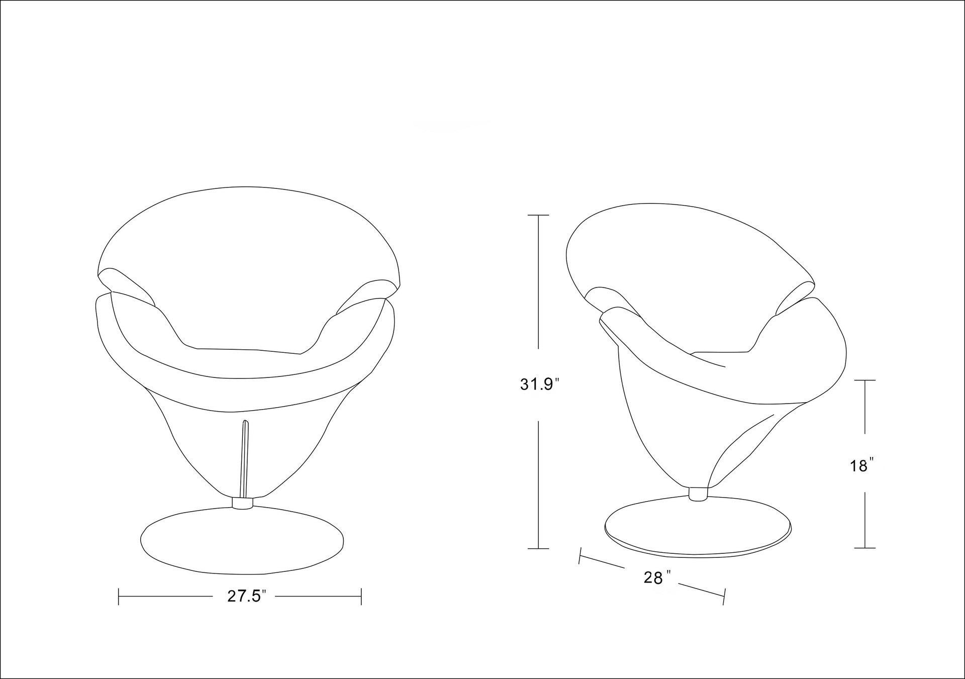 Swivel Lounge Chair in White