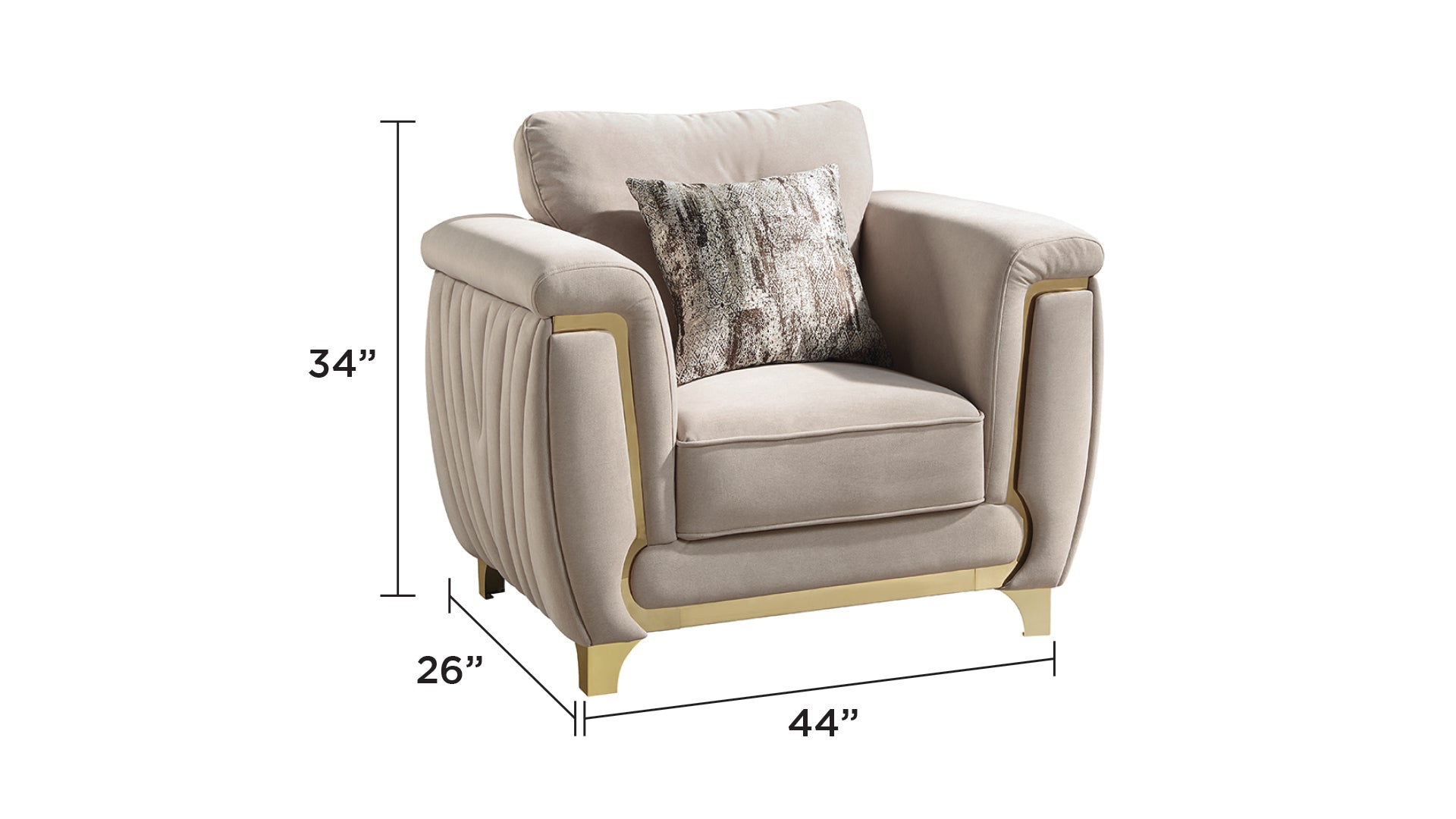 Leena Contemporary Style Upholstery Chair Made with Wood in Gold accent & Beige