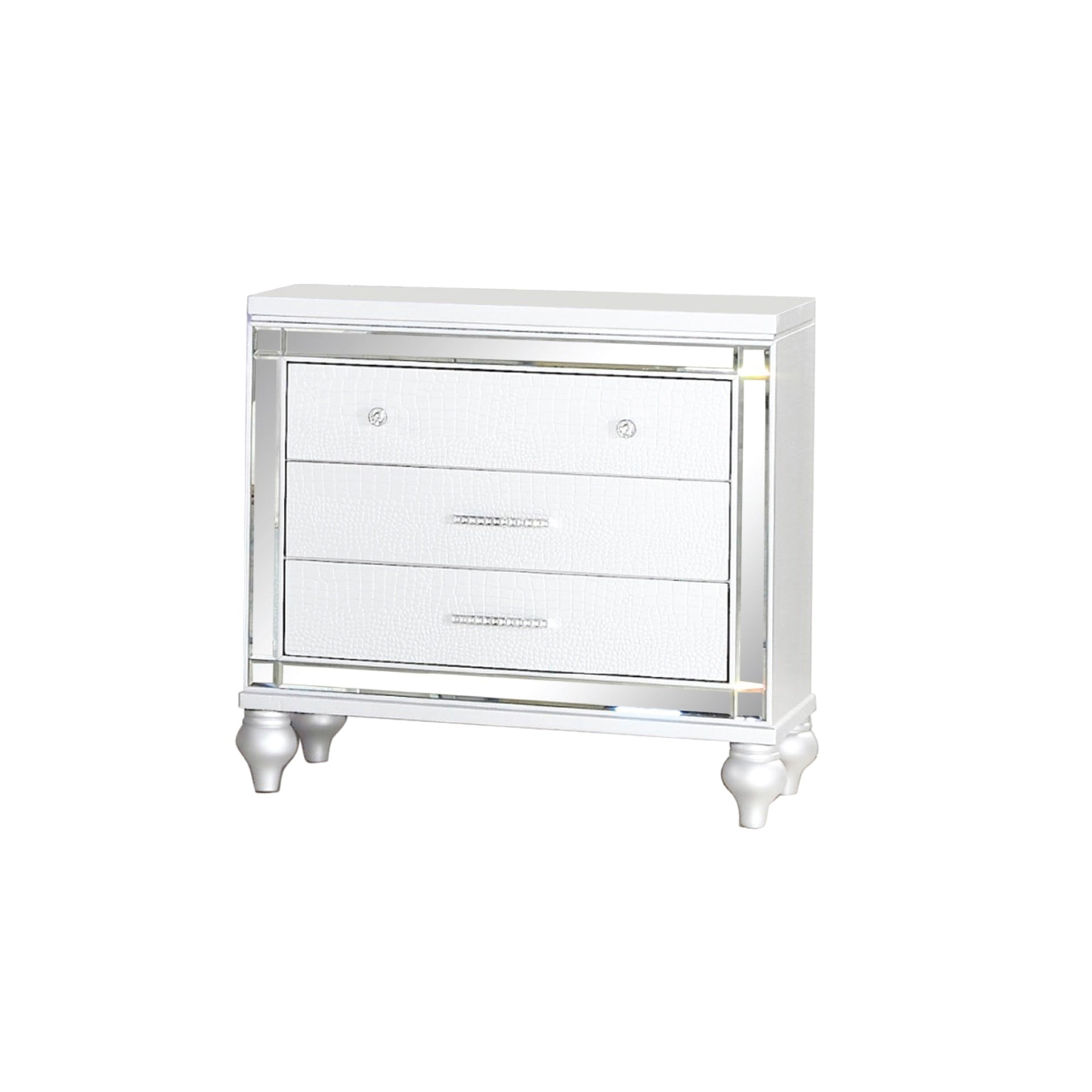 Sterling Modern style Mirror Framed Nightstand Made with Wood in White(Includes 1 Nightstand)  same as 808857739766 (CA inventory)