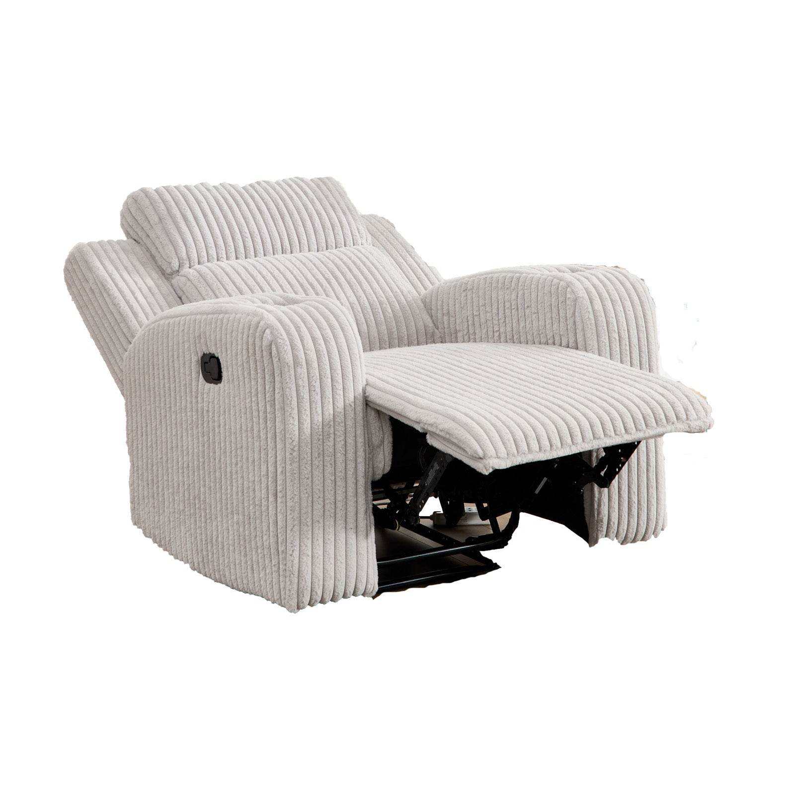 Recliner Sofa Couch 1-Seater, Manual Recliner Corduroy, Cup Holders, Reclining Couch for Living Room Grey