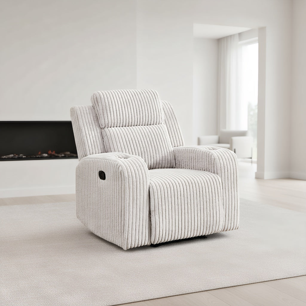 Recliner Sofa Couch 1-Seater, Manual Recliner Corduroy, Cup Holders, Reclining Couch for Living Room Grey
