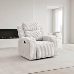 Recliner Sofa Couch 1-Seater, Manual Recliner Corduroy, Cup Holders, Reclining Couch for Living Room Grey