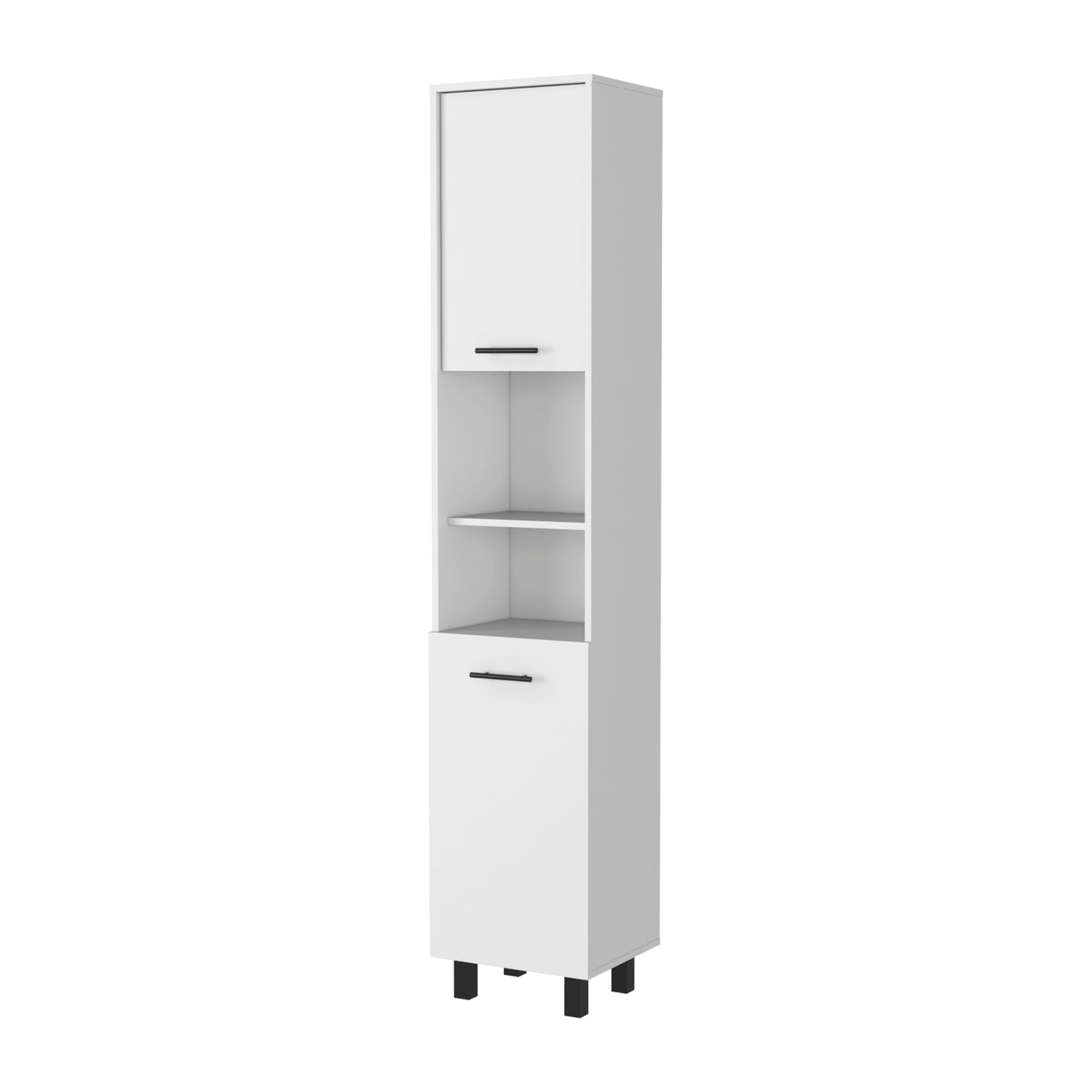 Sheffield 2-Door Pantry Cabinet, with Two 2-Cabinet Spaces and Two Open Shelves