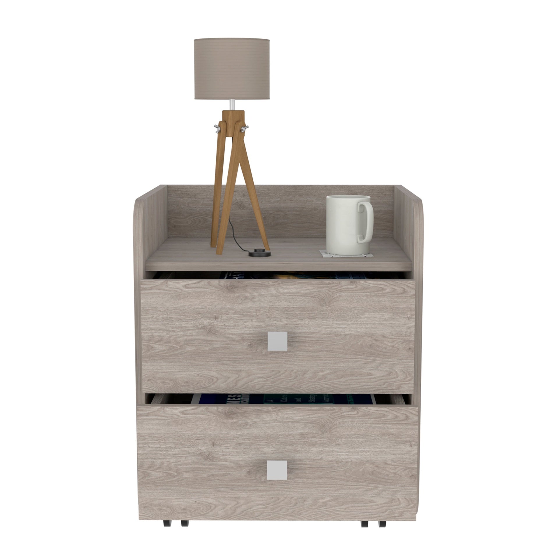 York Nightstand, Superior Top, Two Drawers, Four Casters