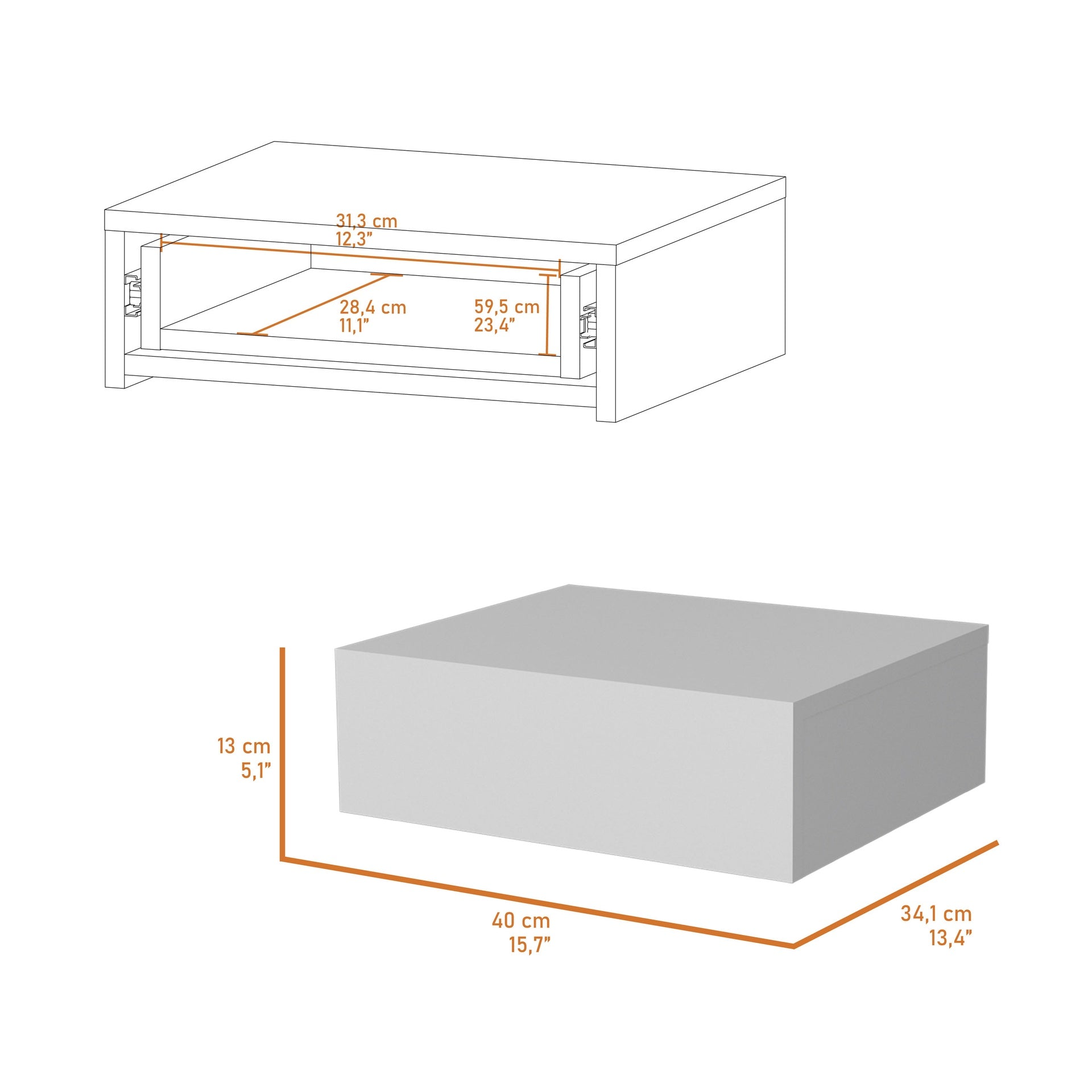 Vienna Floating Nightstand, Sleek Wall-Mounted Design with Spacious Drawer Storage