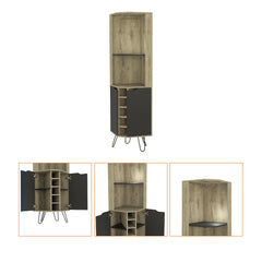 Grace Corner Bar Cabinet, Six Built-in Wine Rack, Four Shelves, Door, Two Shelves
