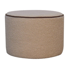 Serenity Large Round Footstool, Upholstered, Beige