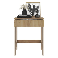 Computer Desk, 1 Drawer, 4 Legs, Natural Oak