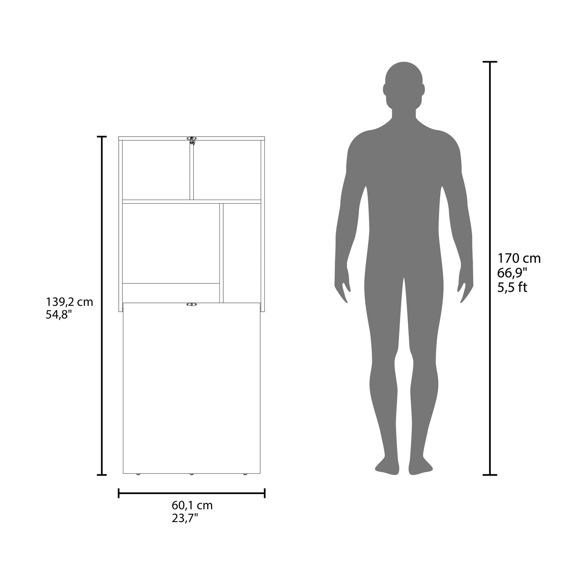 Folding Table, 4 Shelves, White