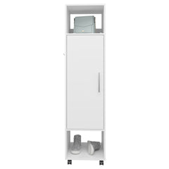 Armoire 62.9"H, with 1 Door, 3 Shelves, and Full-Length Mirror, White