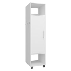 Armoire 62.9"H, with 1 Door, 3 Shelves, and Full-Length Mirror, White