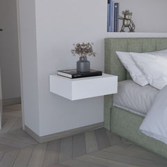 Floating Nightstand 5"H, Modern Wall-Mounted Bedside Shelf with Drawer, White